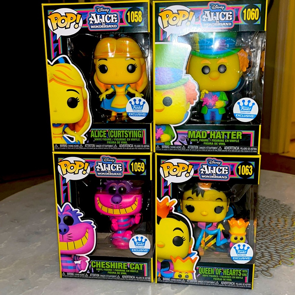 Alice In Wonderland Blacklight Funko Pop Set